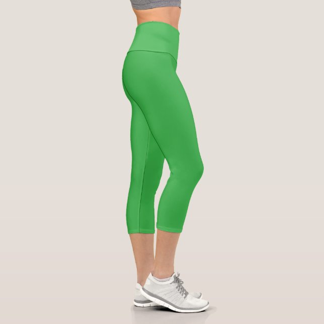 Kelly Green Solid Colour Capri Leggings (Right)