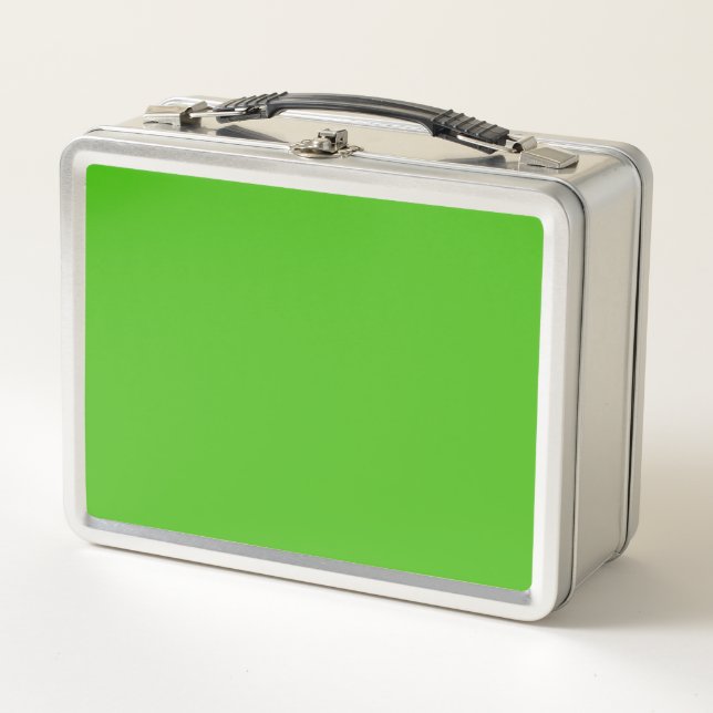 Kelly Green Solid Colour Metal Lunch Box (Front)