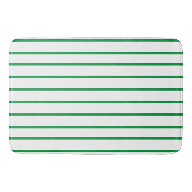 Kelly Green thin stripe pattern Bath Mat (Front)