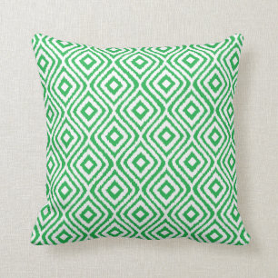 Kelly Green Tribal Ikat Diamond Pattern Cushion