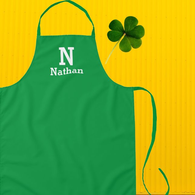 Kelly  green&white personalised apron (Creator Uploaded)