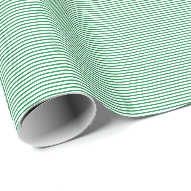 Kelly Green White Stripes St Patrick's Day 2024 Wrapping Paper (Roll Corner)