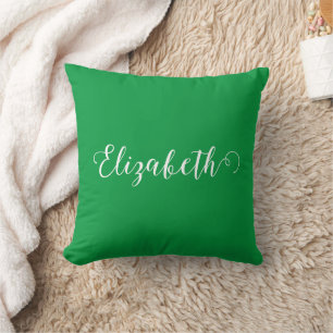 Kelly Green Your Own Name Or Text Modern Cushion