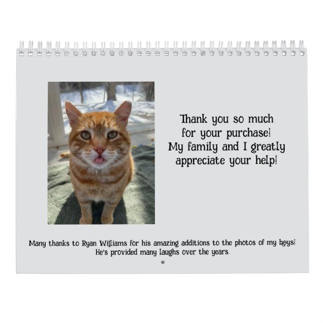 Kellye's Cat Calendar (Back)