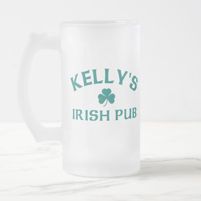 Kelly's Irish Pub  Frosted Glass Beer Mug (Left)
