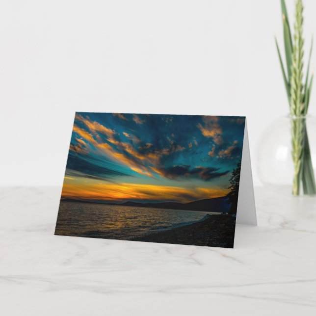 Kellys Point Sunset Guemes Island Thank You Card (Front)