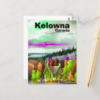 Kelowna BC Travel Postcard, British Columbia Art P