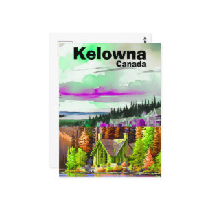 Kelowna BC Travel Postcard, British Columbia Art P Postcard