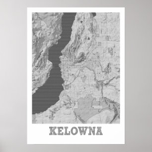 Kelowna - Canada Pencil City Map Poster