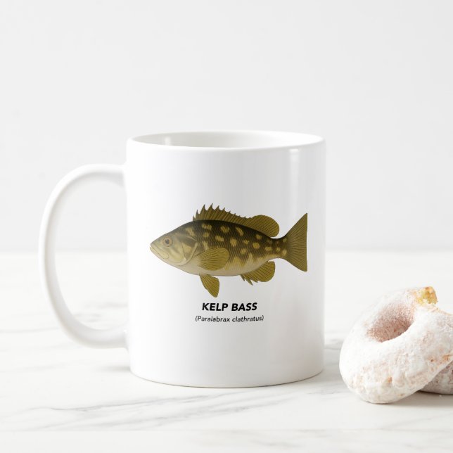 Kelp Bass – Marine Animals of California Coffee Mug (With Donut)