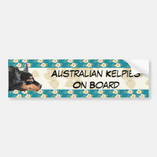 Kelpie Tan Leaves/Teal Floral Bumpersticker Bumper Sticker