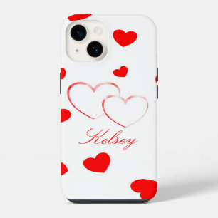 Kelsey - Cute Hearts -customise it with your name iPhone 14 Case