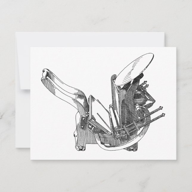 Kelsey letterpress printing press greeting card (Front)