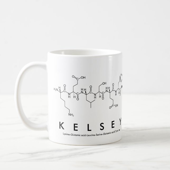 Kelsey peptide name mug (Left)