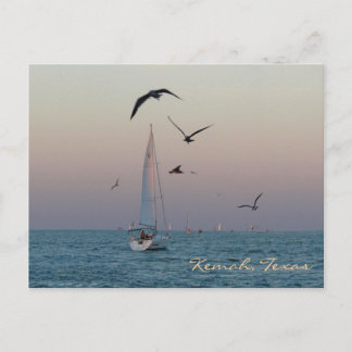 Kemah sailboat postcard - customised