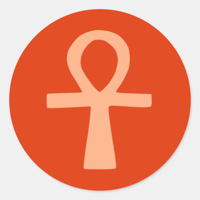 Kemetism symbol (orange) classic round sticker (Front)