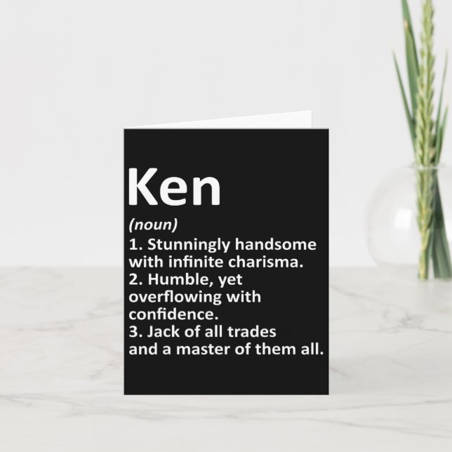 Ken Definition Personalised Name Fun Birthday Gift Card (Front)
