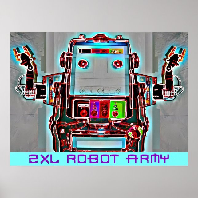 Ken Gauge 2-XL Robot Army Retrowave Pop Surrealism Poster (Front)