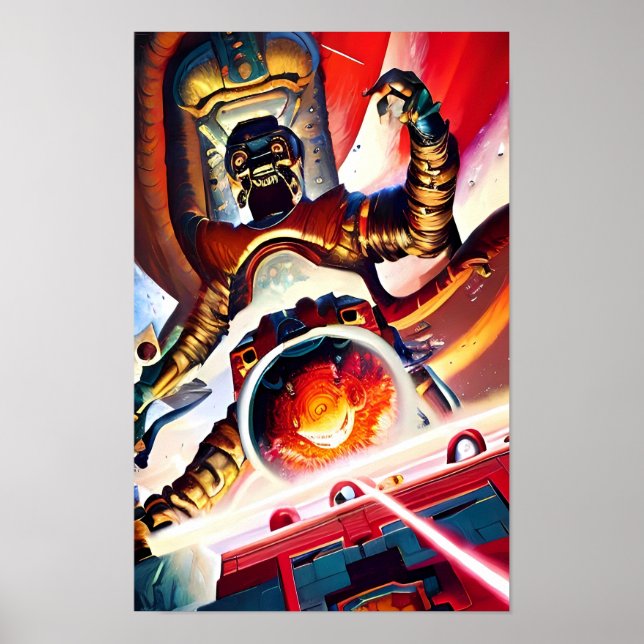 Ken Gauge Fire the Laser Cannons Retro Art Poster (Front)