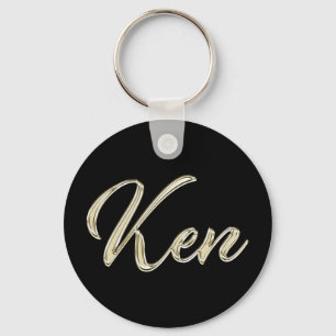 Ken Name whitegold Button Schlüsselanhänger Key Ring