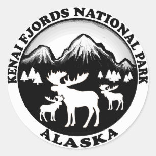 Kenai Fjords National Park Alaska moose circle Classic Round Sticker