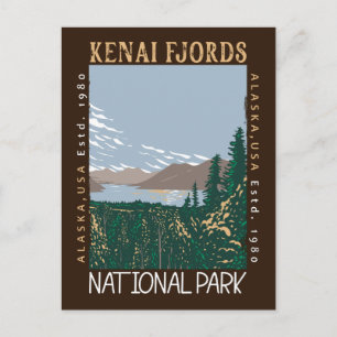 Kenai Fjords National Park Alaska Retro Distressed Postcard