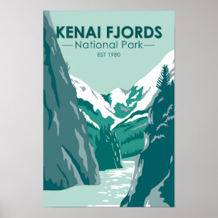 Kenai Fjords National Park Alaska Vintage Poster
