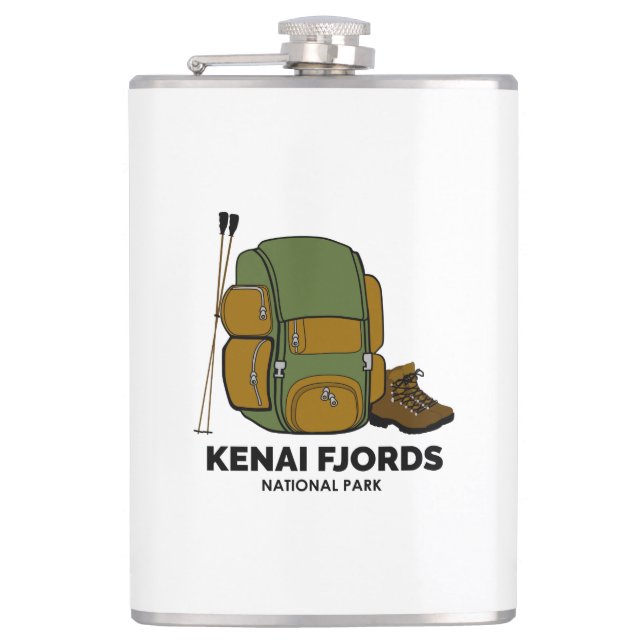 Kenai Fjords National Park Backpack Hip Flask (Front)