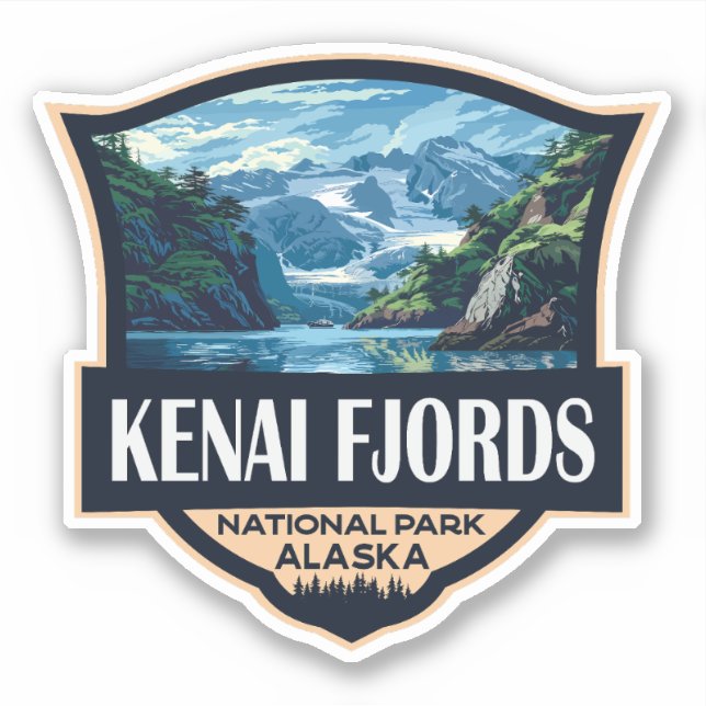 Kenai Fjords National Park Illustration Retro Art (Front)