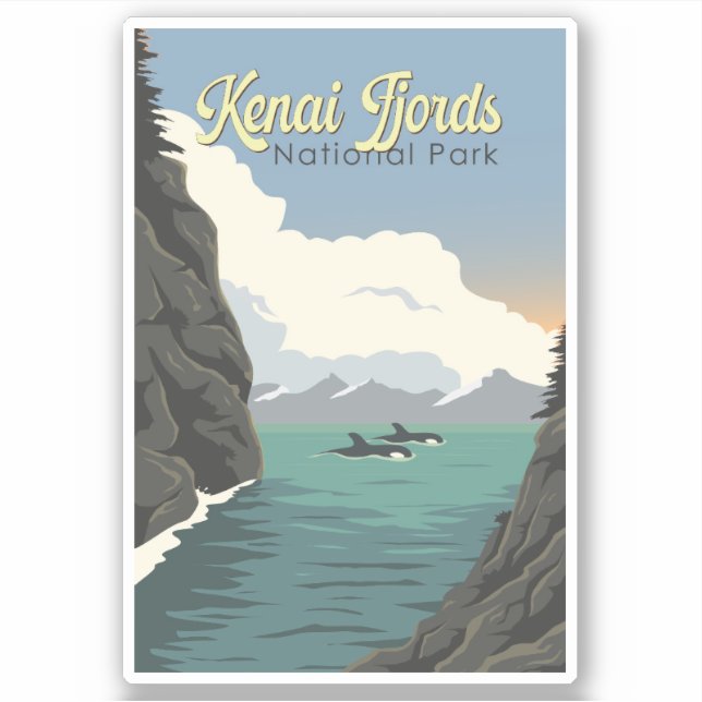 Kenai Fjords National Park Illustration Travel Art (Front)