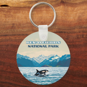 Kenai Fjords National Park Orca Alaska Vintage Key Ring