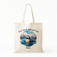 Kenai Fjords National Park Puffin Tote Bag