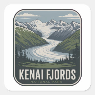 Kenai Fjords National Park Vintage Badge Square Sticker
