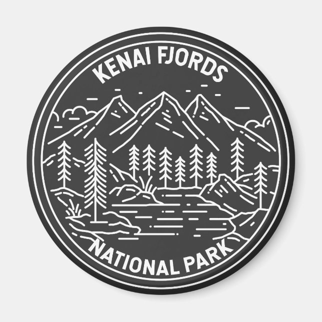 Kenai Fjords National Park Vintage Monoline  Magnet (Front)