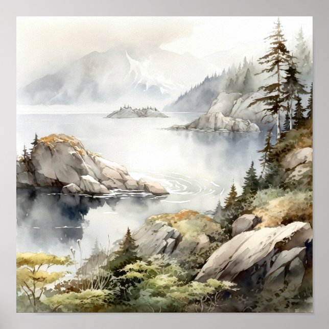 Kenai Fjords National Park Watercolor Poster (Front)