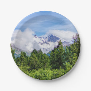 Kenai Fjords Snowy Mountains Paper Plate