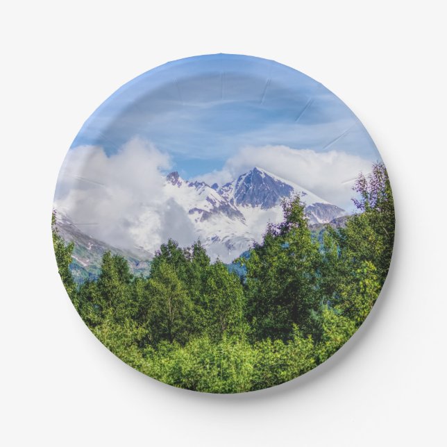 Kenai Fjords Snowy Mountains Paper Plate (Front)
