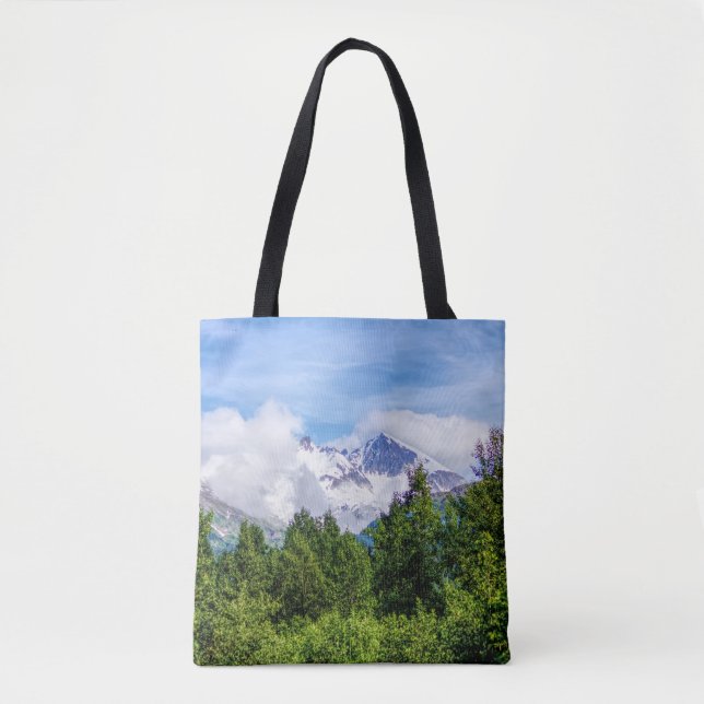 Kenai Fjords Snowy Mountains Tote Bag (Front)