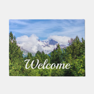 Kenai Fjords Snowy Mountains Welcome Doormat