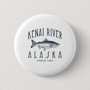 Kenai River Alaska Fishy Fisherman Funny Fishing L 6 Cm Round Badge