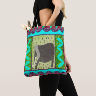 Kenayn Elephant Aqua Tote Bag