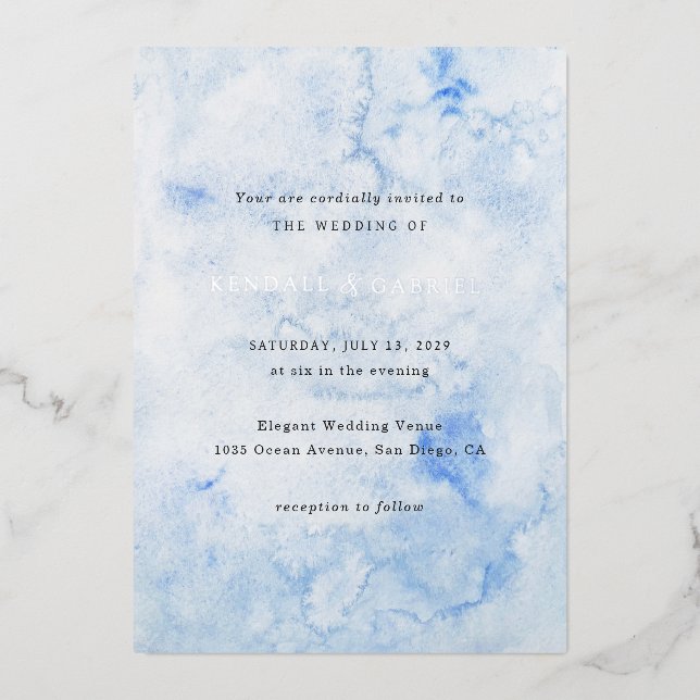 Kendall Blue Watercolor Elegant Wedding (Front)