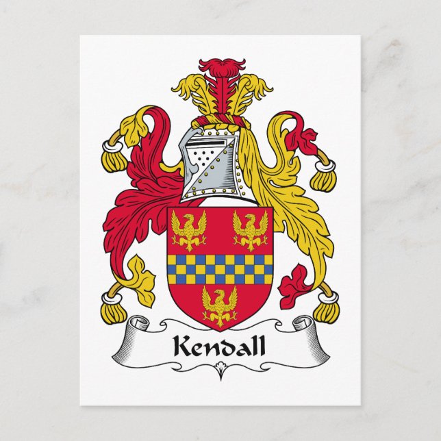 Kendall Family Crest Postcard (Front)