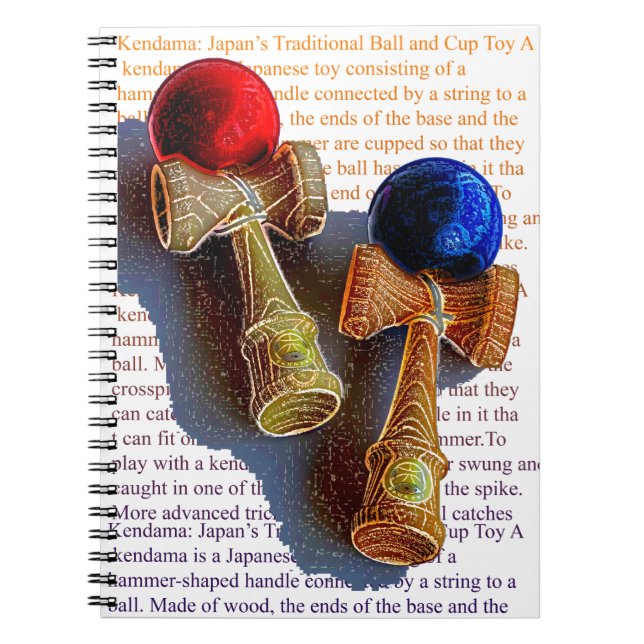 Kendama, Red and Blue Colour Ink Sketch Notebook (Front)