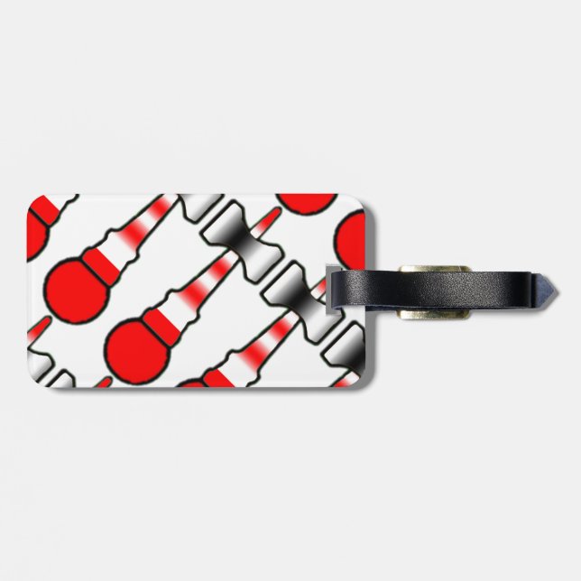 Kendama Red, White, and Black Lighthouse Luggage Tag (Back Horizontal)