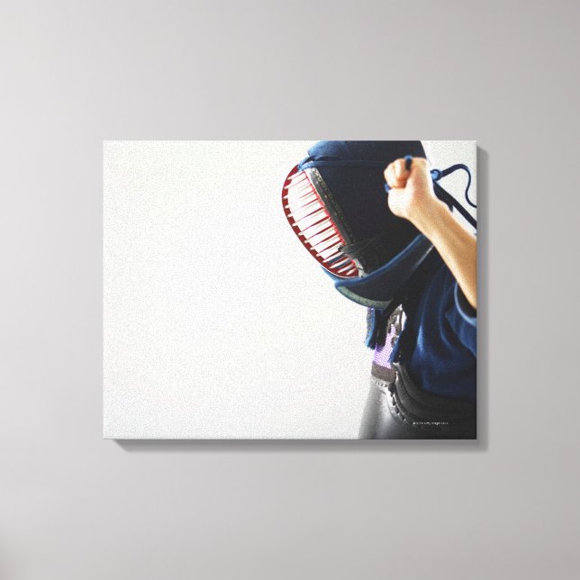 Kendo Fencer Fastening Mask Canvas Print (Front)