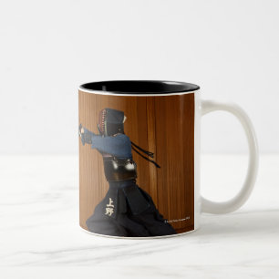 Kendo Fencer Practicing 2 Two-Tone Coffee Mug