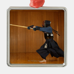 Kendo Fencer Practicing Metal Tree Decoration