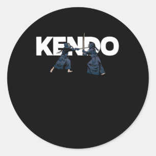 Kendo Fighters Samurai Bogu Shina Ninja Katana Gif Classic Round Sticker