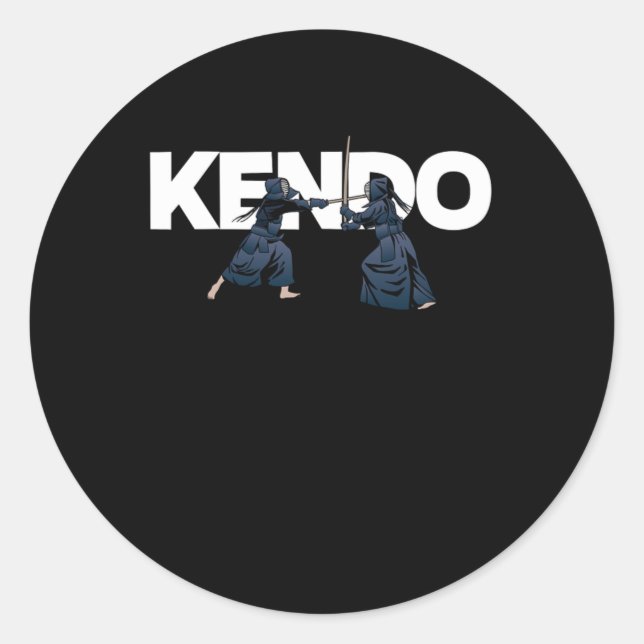 Kendo Fighters Samurai Bogu Shina Ninja Katana Gif Classic Round Sticker (Front)